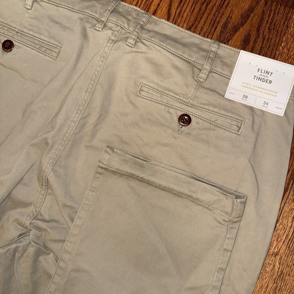 NWT Flint And Tinder 365 Chino Pants Men's 38x34 Slim Fit Khaki Stretch Straight